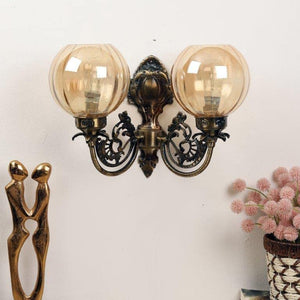 ELIANTE Transparent Antique Brass Aluminium Wall Lights -W-1124-2W - Without Bulb | by Jainsons Lights