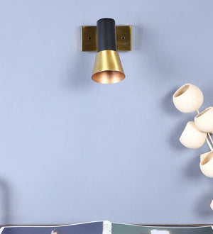 ELIANTE Trelix 7 Watt LED Black and Gold Iron Spot Light | Inbuilt LED | Wall Down Lighting for Kitchens Island Museums Offices Ceiling Lamp