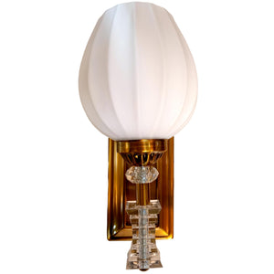 ELIANTE by Jainson Lights | Metal Gold Base Wall Light | White Glass Shade | E-27 Holder | Without Bulb | CC-Q751-1w