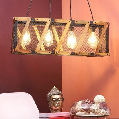 ELIANTE Black Iron Base Black Iron Shade Hanging Light - Aj-4131-4Lp - Without Bulb | by Jainsons Lights