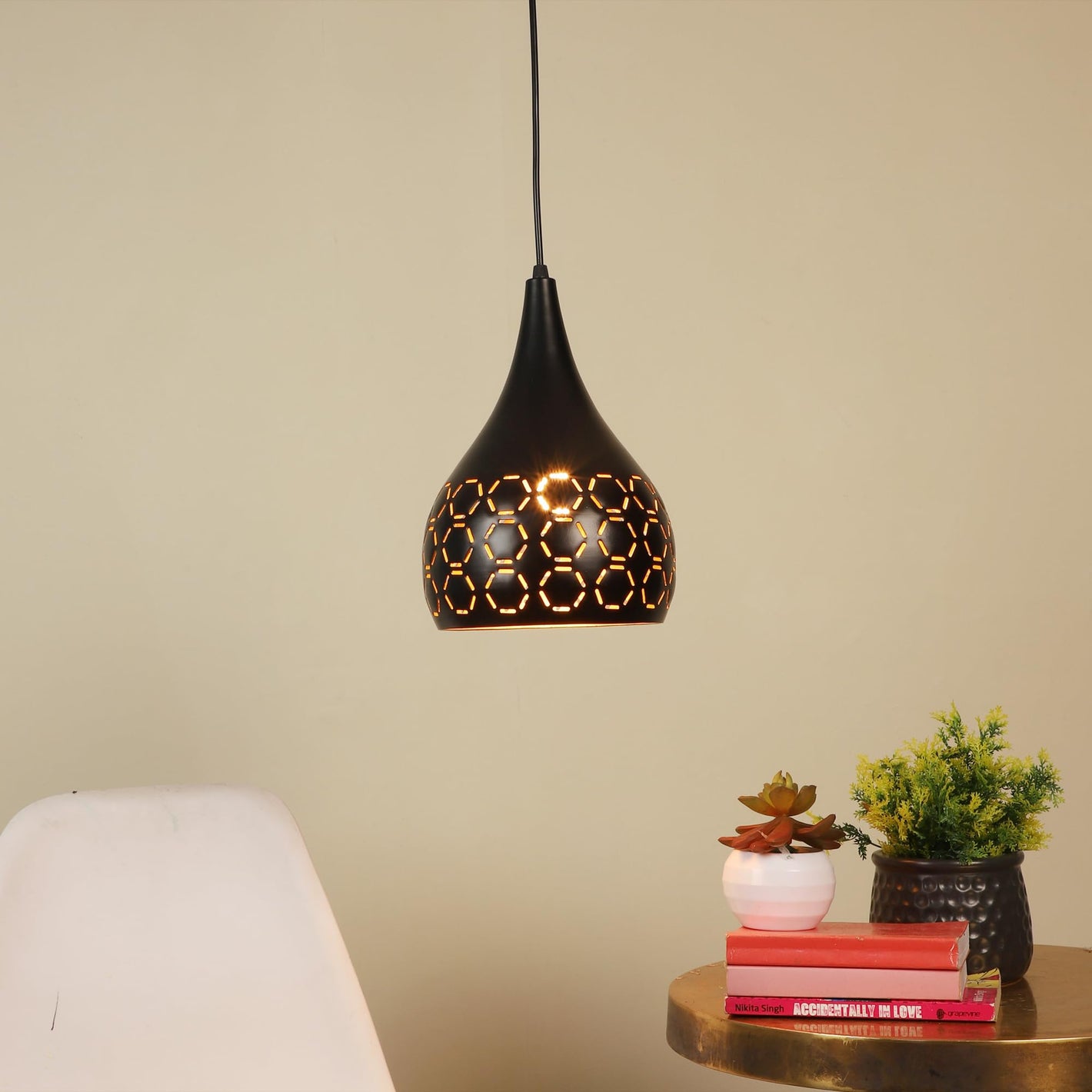 ELIANTE Black Metal Hanging Lights for Home, Office, Bedroom, Drawing Room & Lobby- Without BULB-Bellon-1LP-Bk | by Jainsons Lights