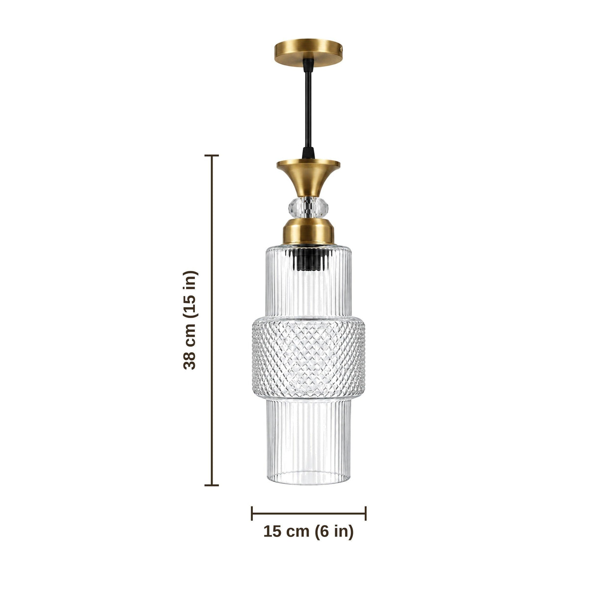Eliante Fluted Pendant Light – Clear Glass, Gold Metal (80127-1LP-Clear)