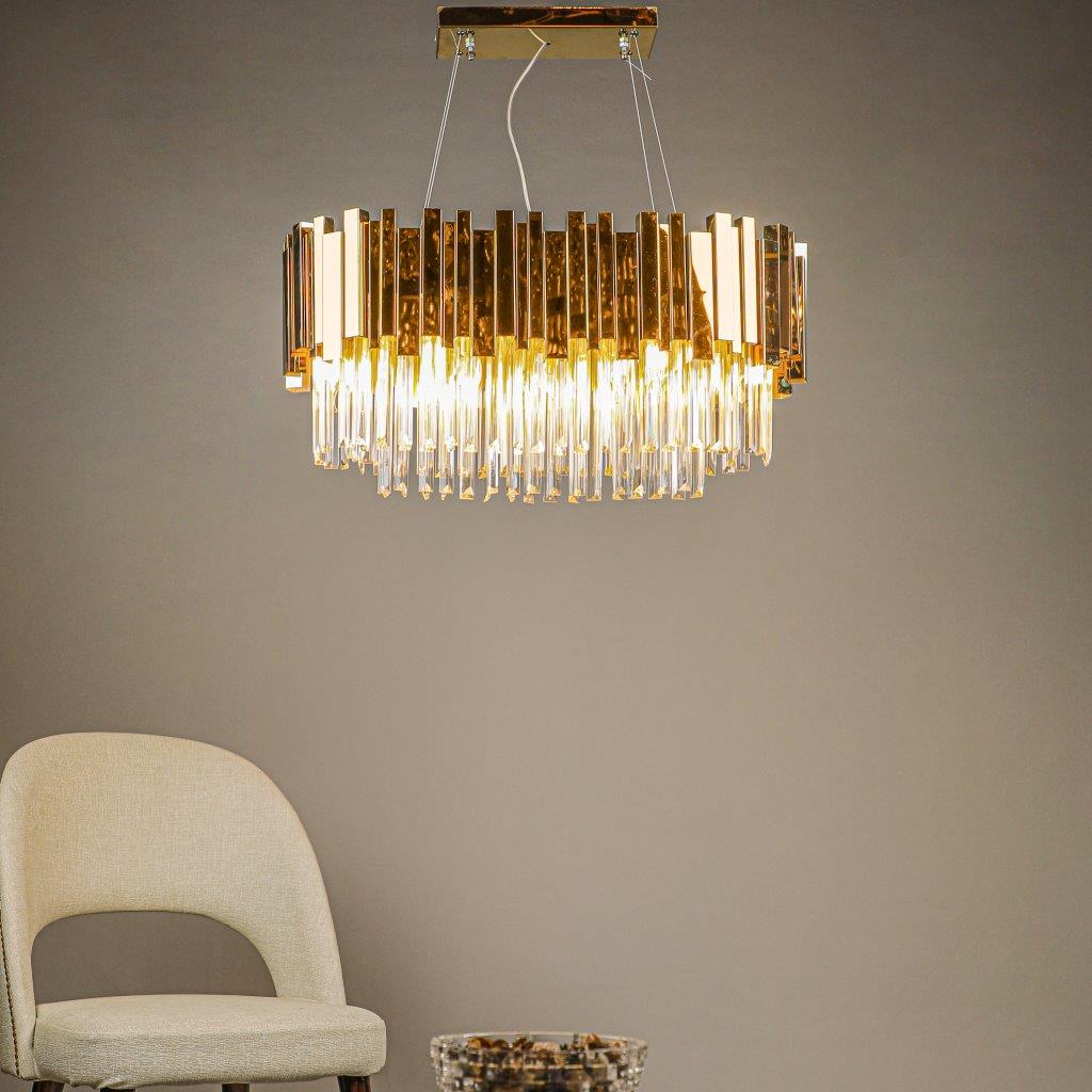 Modern Chandelier Golden Metal + Cristal Chandelier 6737