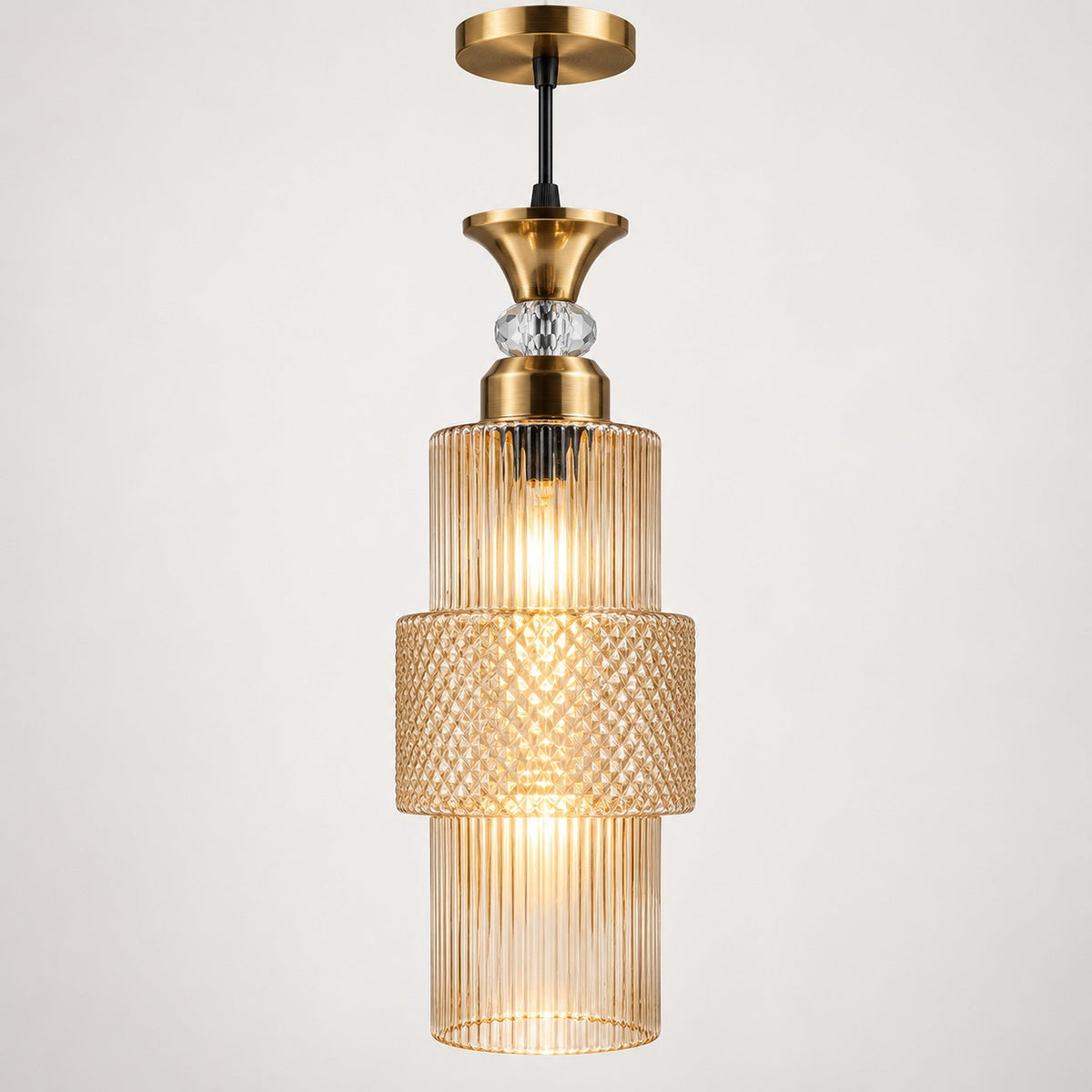 Eliante Fluted Pendant Light – Gold Glass, Gold Metal (80127-1LP-Gold)