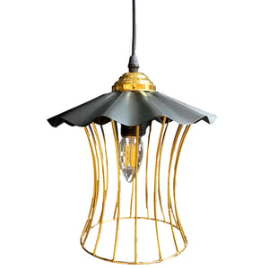 ELIANTE by Jainson Lights | Metal Black+Gold Base Hanging Light | Gold Metal Shade | E27 Holder | Without Bulb | CC-Umbrella-3HL | Hanging Lights for Living Room