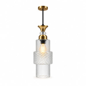 Eliante Fluted Pendant Light – Clear Glass, Gold Metal (80127-1LP-Clear)