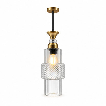Eliante Fluted Pendant Light – Clear Glass, Gold Metal (80127-1LP-Clear)