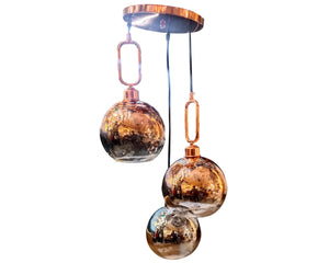 ELIANTE by Jainson Lights | Metal Rose Gold Base Hanging Light | Rose Gold Glass Shade | E-27 Holder | Without Bulb | CC-3443-3