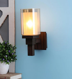 ELIANTE Brown Glass Wall Sconces - S-168-1W | 3 Years Warranty | Free - LED LAMP