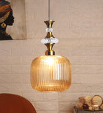 ELIANTE Povque Vintage Hanging Pendant Light Gold Finish Iron with Gold Glass Shade E27 Holder Decorative Ceiling Light for Living Room & Restaurants up to 3 years warranty - with LED Lamp(s) Included - JS-1322-HL-Gold