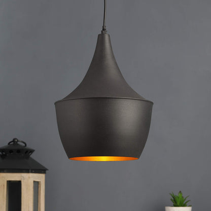 ELIANTE Black Metal Hanging Lights for Home, Office, Bedroom, Drawing Room & Lobby- Without Bulb-Dholak-BK-GD | by Jainsons Lights