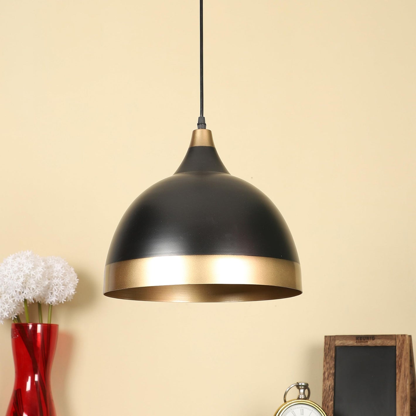 ELIANTE by Jainsons Lights | Modern Black Metal Hanging Pendant Light for Living Room Ceiling Scone Vintage Classic Designer(Bulb not Included) Bulb