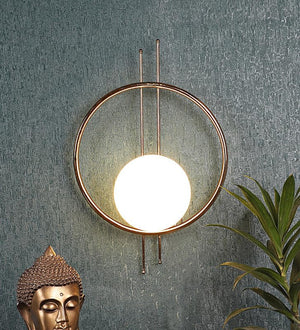 ELIANTE Antique Gold Iron Wall Light | | Decorative Light for Home, Office, Bedroom & Drawing Room | 3 Years Warranty | Free - LED LAMP