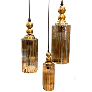 ELIANTE by Jainson Lights | Metal Gold Base Hanging Light | Gold Glass Shade | E-27 Holder | Without Bulb | CC-2071-3