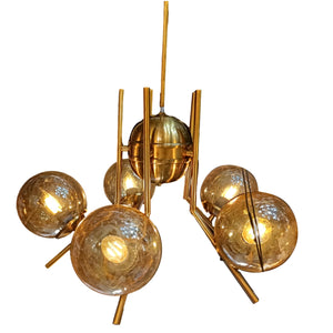 ELIANTE by Jainson Lights | Metal Gold Base Chandelier | Gold Glass Shade | E27 Holder | Without Bulb | CC-5L-jhoomar