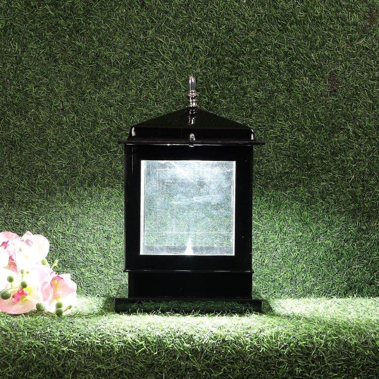ELIANTE Black Acrylic Base Transparent Acrylic Shade Gate Light - Glass-House-Gl - Inbuilt LED | by Jainsons Lights