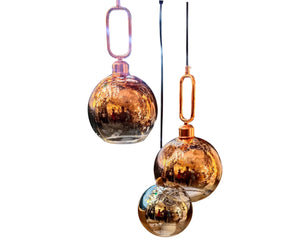 ELIANTE by Jainson Lights | Metal Rose Gold Base Hanging Light | Rose Gold Glass Shade | E-27 Holder | Without Bulb | CC-3443-3
