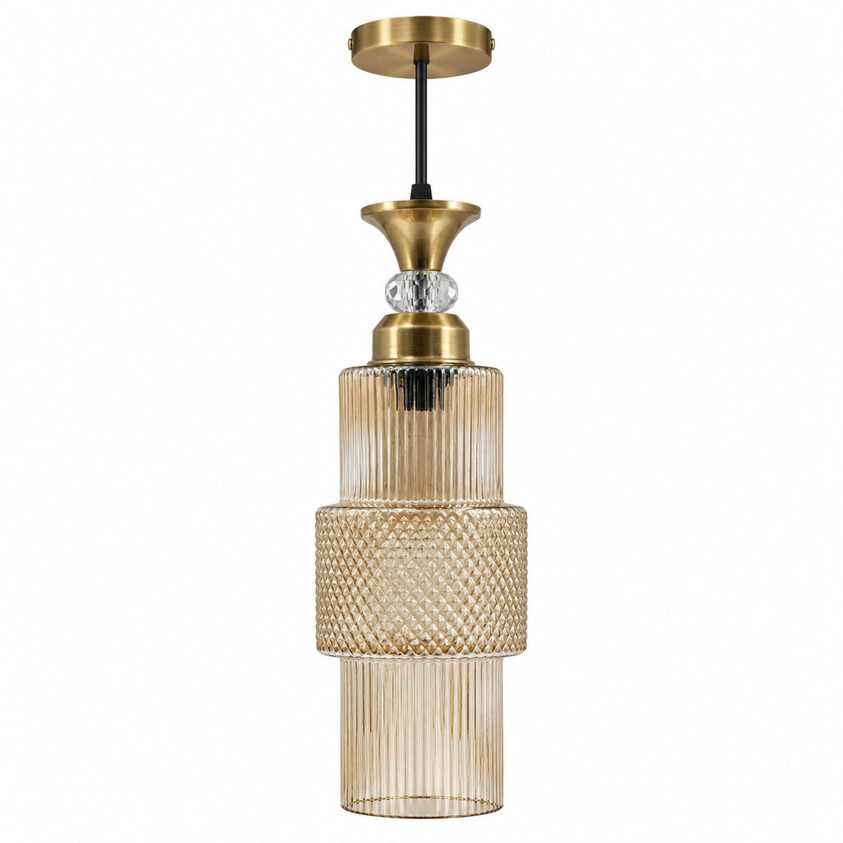 Eliante Fluted Pendant Light – Gold Glass, Gold Metal (80127-1LP-Gold)