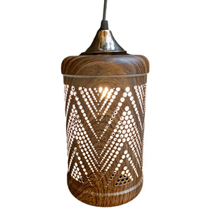 ELIANTE by Jainson Lights | Metal Wood Base Hanging Light | Wood Metal Shade | E27 Holder | Without Bulb | CC-855 | Hanging Lights for Living Room