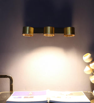ELIANTE Fluxon 3X7 Watt LED Gold Iron Spot Light | LED Wall Spot Light Indoor Downlight Wall Spot Lamps Adjustable Accent Wall Down Lighting for Kitchens Island Museums Offices Ceiling Lamp