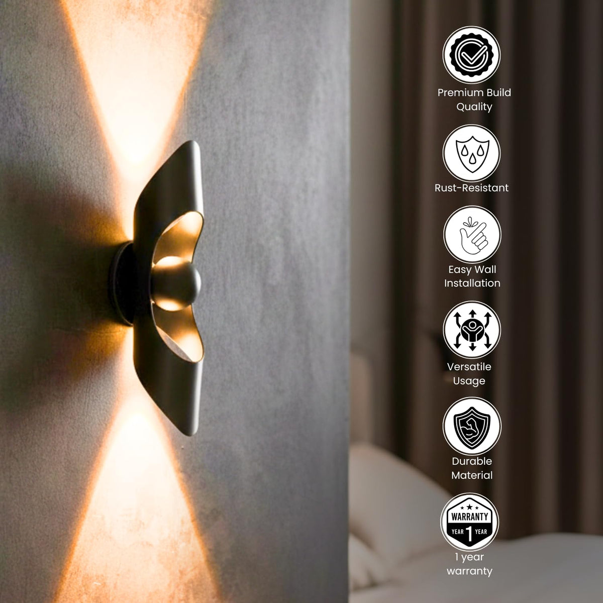 Eliante Up-Down Outdoor Wall Light – Black, 2-Way (42458-7W-WW-BLACK)