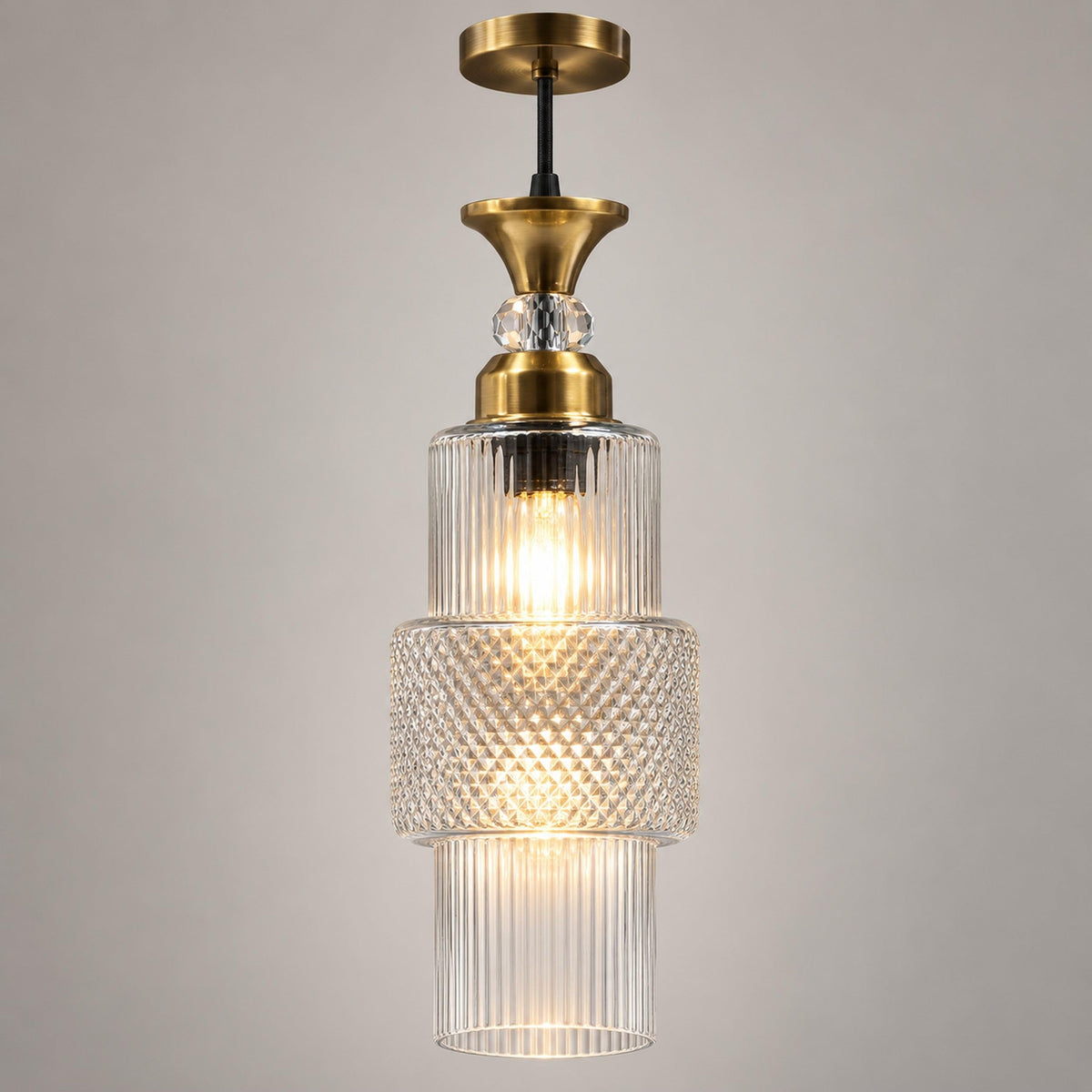 Eliante Fluted Pendant Light – Clear Glass, Gold Metal (80127-1LP-Clear)