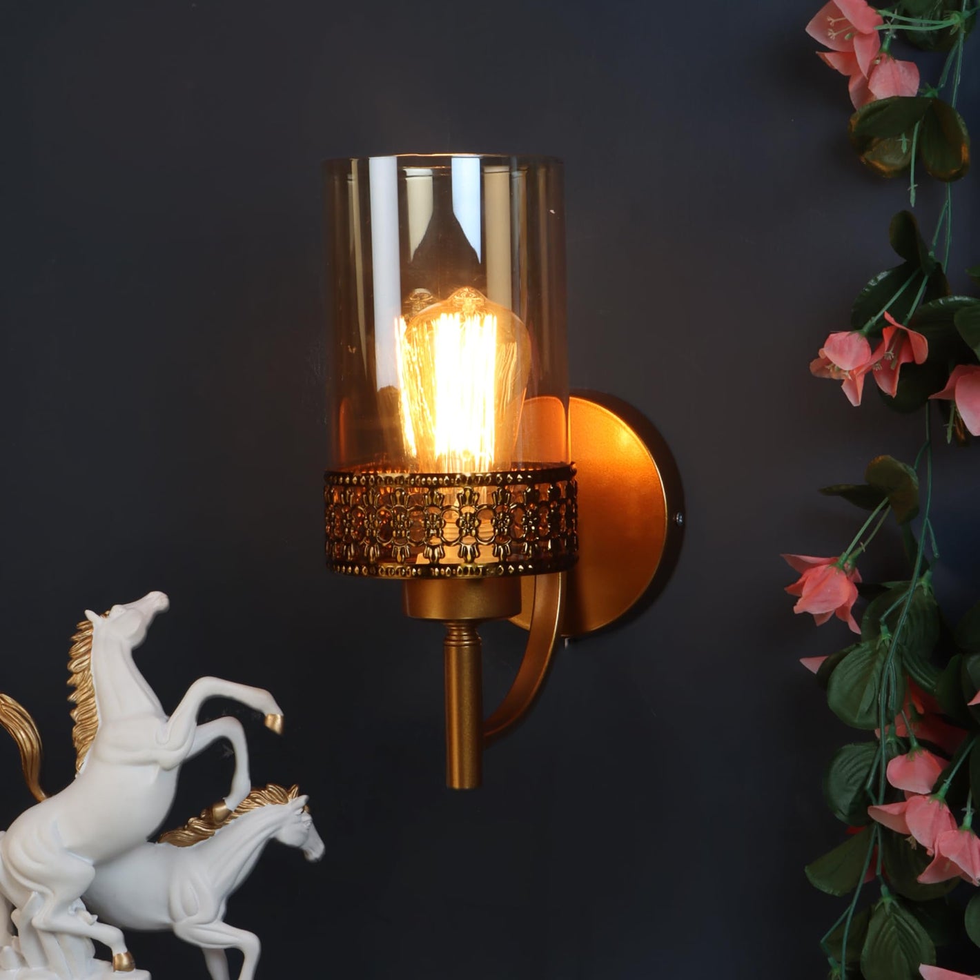 ELIANTE Dorada Iron Wall Light Gold for Living Room, Bedroom, Dining Room, Kitchen | 3 Years Warranty | Free - LED LAMP