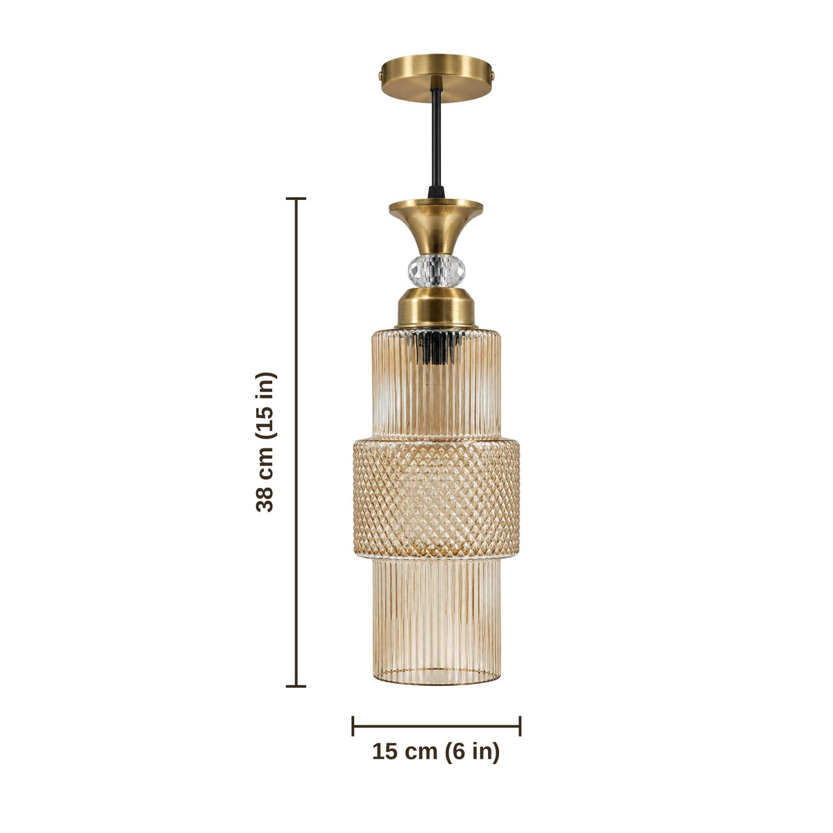 Eliante Fluted Pendant Light – Gold Glass, Gold Metal (80127-1LP-Gold)