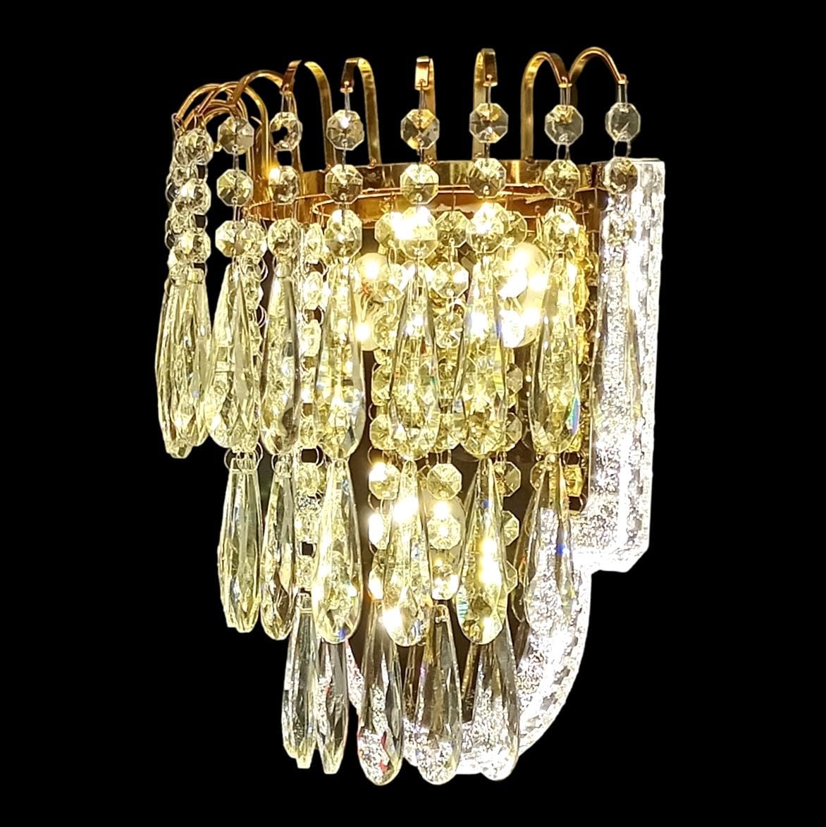 ELIANTE by Jainson Lights | Metal Gold Base Wall Light | Clear Crystal Shade | Inbult Led - 3in1 - Warm, Neutral & White | CC-E9320
