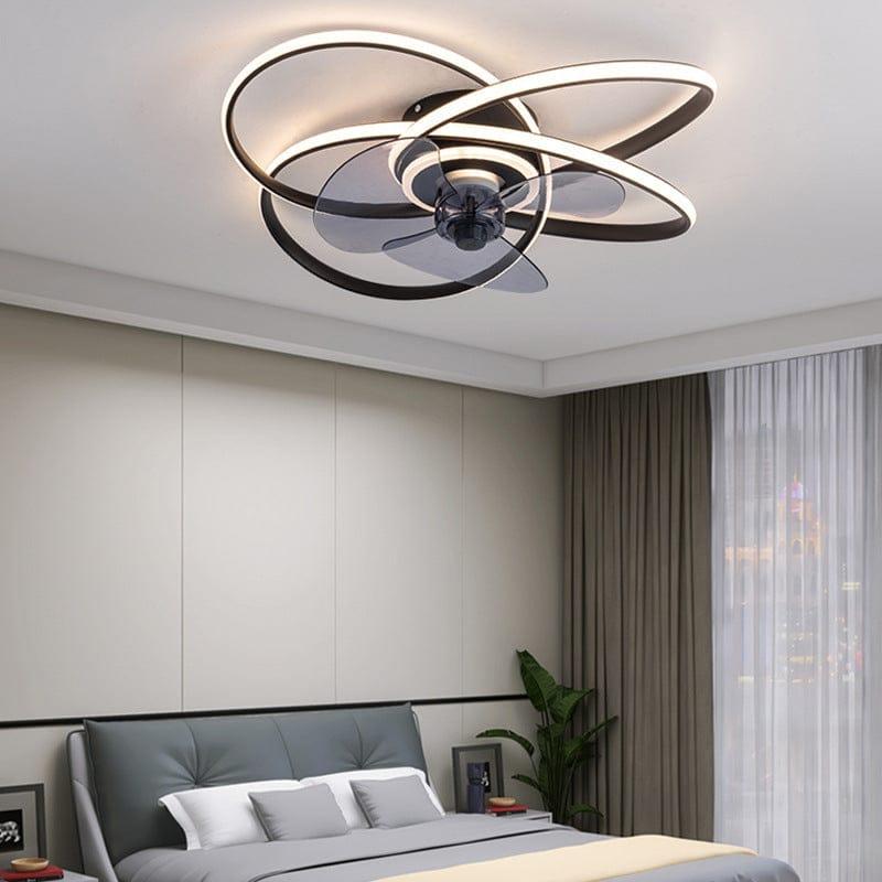 JS-FO - FI-2597 High Speed Ceiling Fixed Chandelier with Fan Black Finish Acrylic Blades