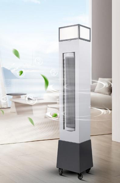 JS-FO - LD-2501 High Speed Bladeless Floor Fans White And Gray Finish