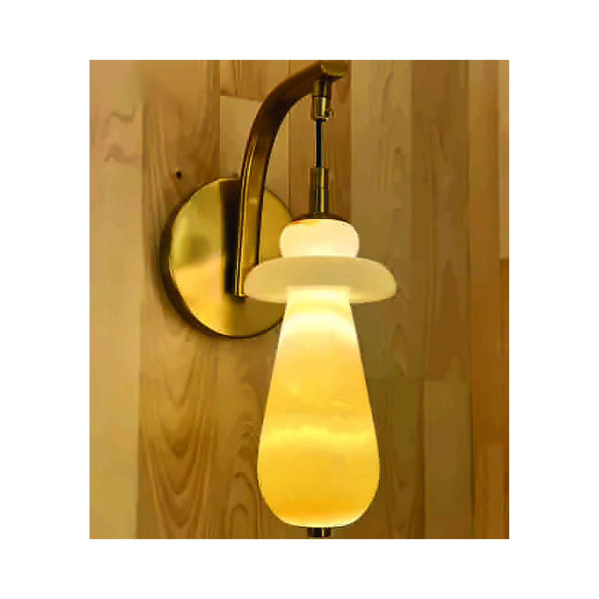 Eliante Teardrop Alabaster Wall Light – White, Brass