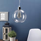 Silver Metal Hanging Light - 8-INCH-DOOM-CL - Included Bulb