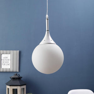 White Metal Hanging Light - 8-INCH-DOOM-MF - Included Bulb