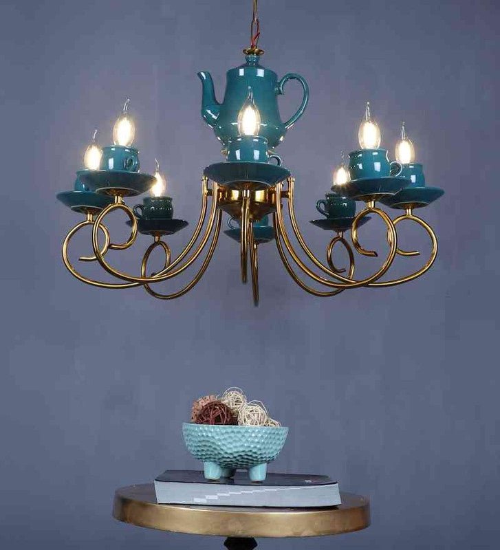 Celina Green Iron Chandelier  | E14 holder | Included Bulb | Eliante by Jainsons Lights