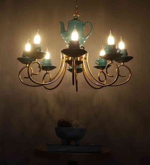 Celina Green Iron Chandelier  | E14 holder | Included Bulb | Eliante by Jainsons Lights