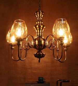 Vantora Antique Gold Iron Chandelier  | E27 holder | Included Bulb | Eliante by Jainsons Lights