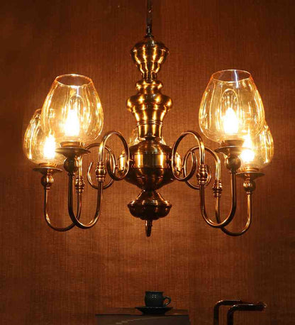 Vantora Antique Gold Iron Chandelier  | E27 holder | Included Bulb | Eliante by Jainsons Lights
