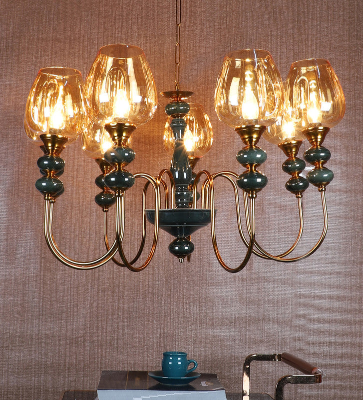 Celestra Gold Iron Chandelier  | E27 holder | Included Bulb | Eliante by Jainsons Lights