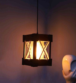 Lanthe Brown and Black Wood Hanging Light  | E27 holder | Included Bulb | Eliante by Jainsons Lights