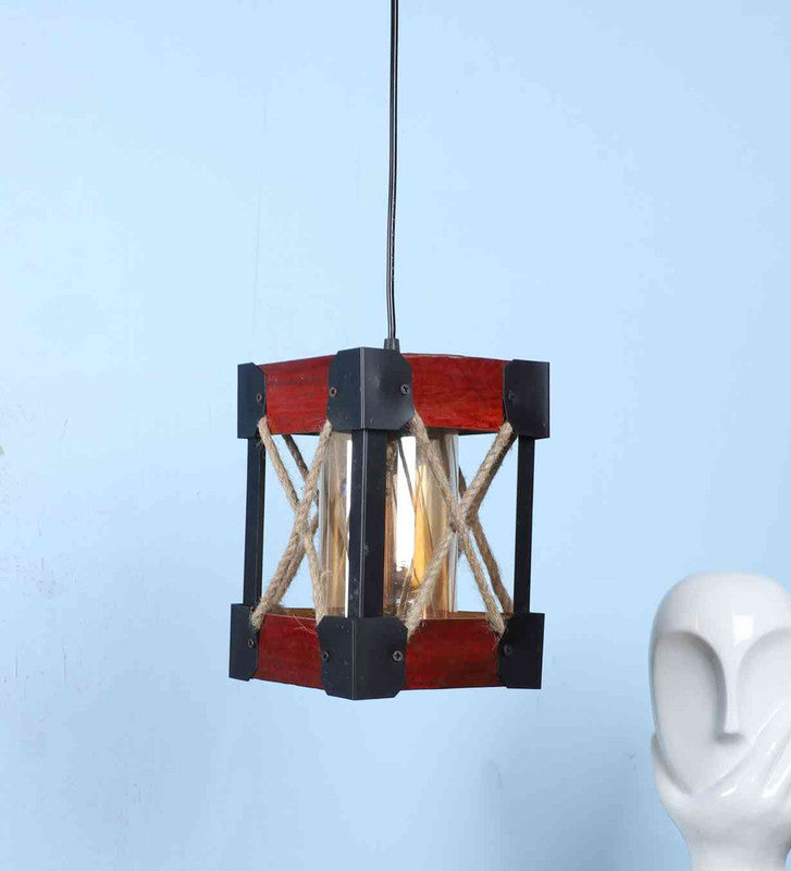 Lanthe Brown and Black Wood Hanging Light  | E27 holder | Included Bulb | Eliante by Jainsons Lights