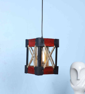Lanthe Brown and Black Wood Hanging Light  | E27 holder | Included Bulb | Eliante by Jainsons Lights