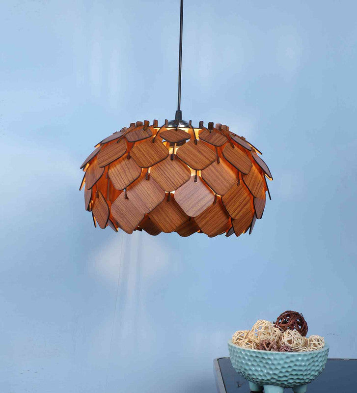 Velora Brown Wood Hanging Light  | E27 holder | Included Bulb | Eliante by Jainsons Lights