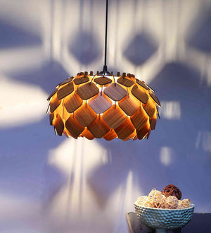 Velora Brown Wood Hanging Light  | E27 holder | Included Bulb | Eliante by Jainsons Lights