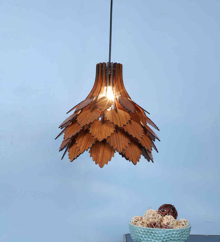 Orisca Brown Wood Hanging Light  | E27 holder | Included Bulb | Eliante by Jainsons Lights