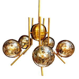 ELIANTE by Jainson Lights | Metal Gold Base Chandelier | Gold Glass Shade | E27 Holder | Without Bulb | CC-5L-jhoomar