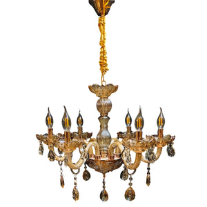 ELIANTE by Jainson Lights | Metal Gold Base Chandelier | Amber Glass Shade | E14 Holder | Without Bulb | CC-815-6