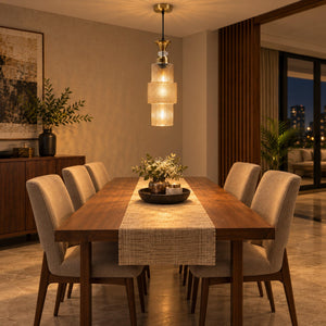 Eliante Fluted Pendant Light – Gold Glass, Gold Metal (80127-1LP-Gold)