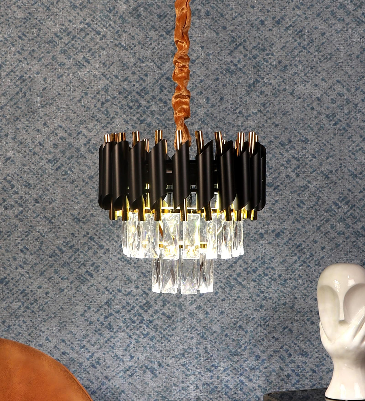 Eliante Torrica Crystal LED Chandelier – Black & Gold (1015-300MM-LED)