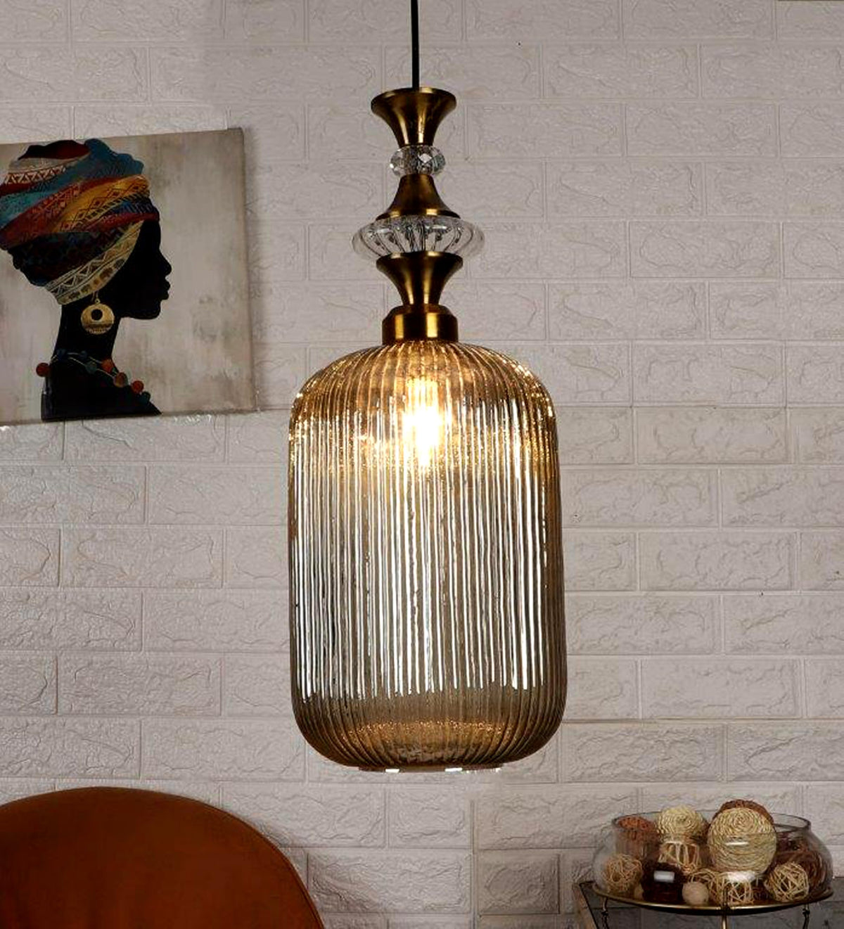 ELIANTE Povque Smog Iron Hanging Light Vintage Decorate Hanging Lamp for Farmhouse Living Room Bedroom Corridor by Jainsons Lights up to 3 years warranty - with LED Lamp(s) Included - JS-1323-1LP-SMOG
